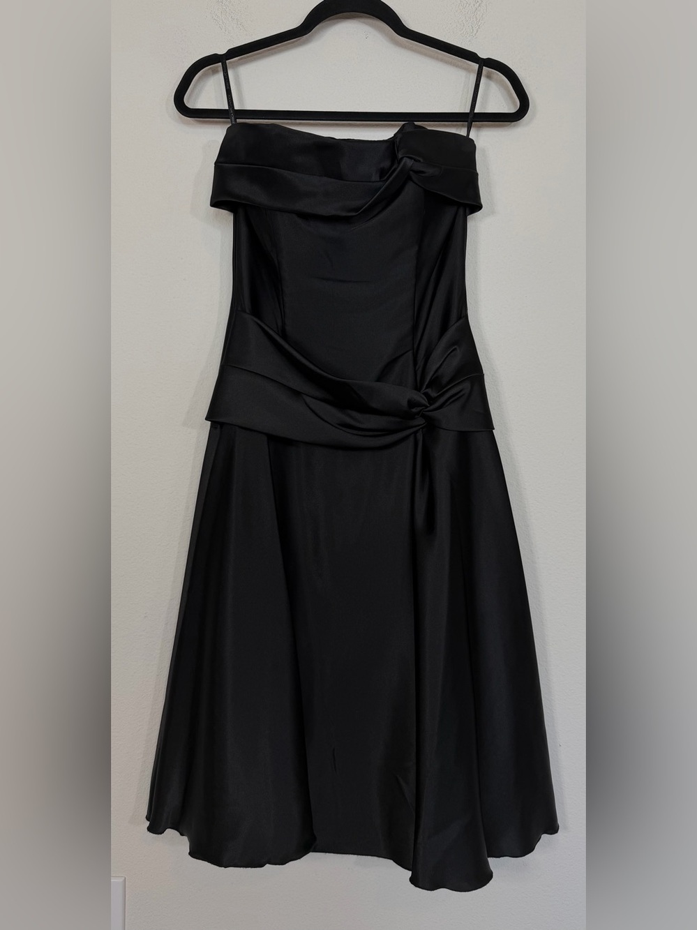 Vintage Jessica McClintock Black Satin Strapless Dress Cocktail Formal Size 8